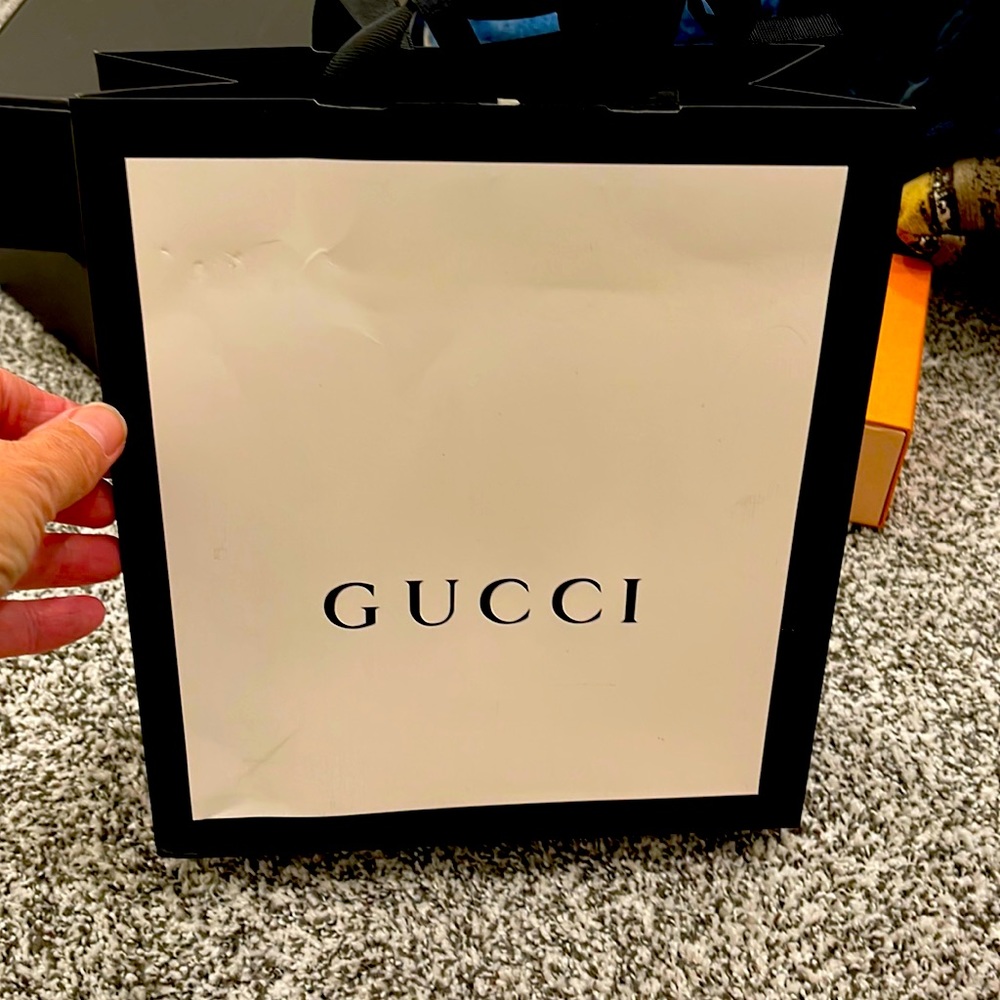 AUTHENTIC GUCCI SHOPPER BAG, SMALL WITH ATTACHED HANDLE AND TIE